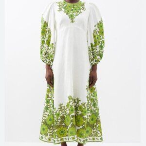 ALEMAIS Wallis Myrtle-Print Linen Dress Green 8UK/4US